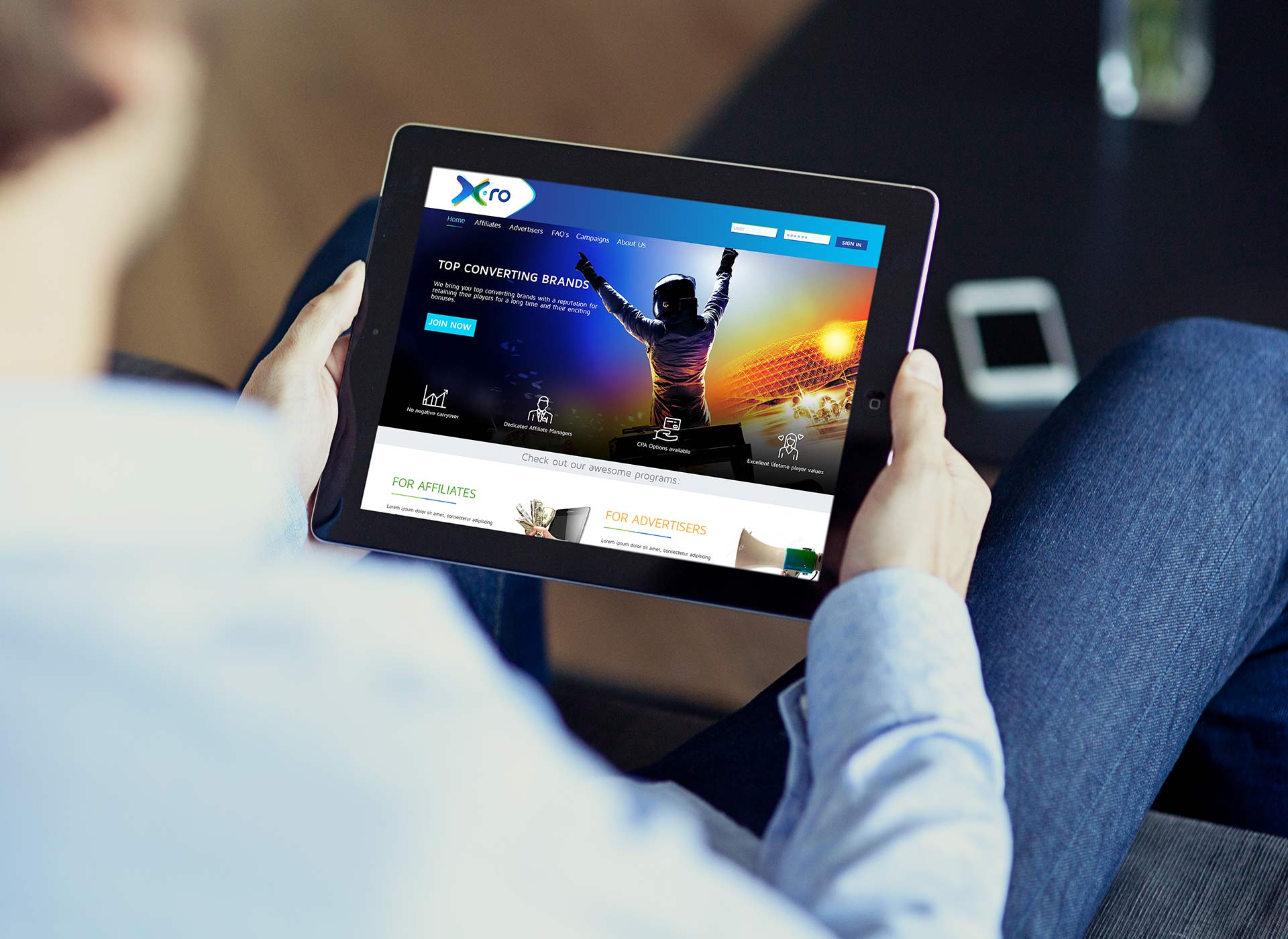 X.ro portfolio inoveo tablet website